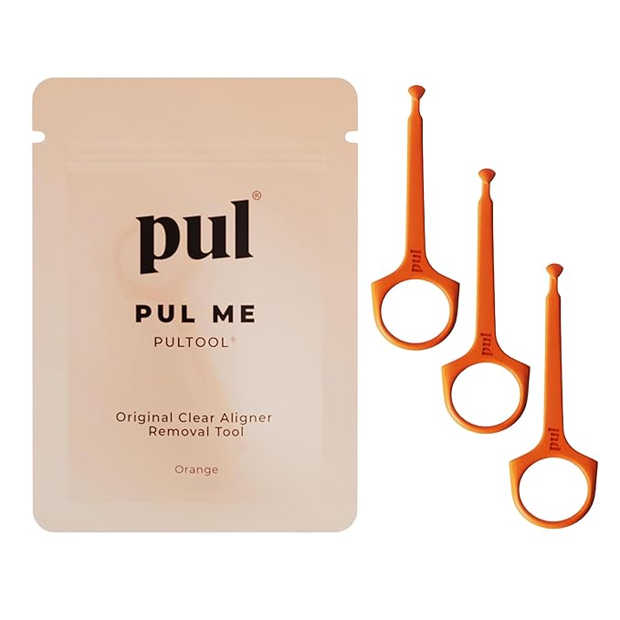 PUL Pack of 3 Reusable Clear Aligner Removal Tool — Compatible with Invisalign, Removable Braces, Retainers & Trays – Easy-to-Use Device Remover, Dental & Oral Hygiene Care Product – Orange