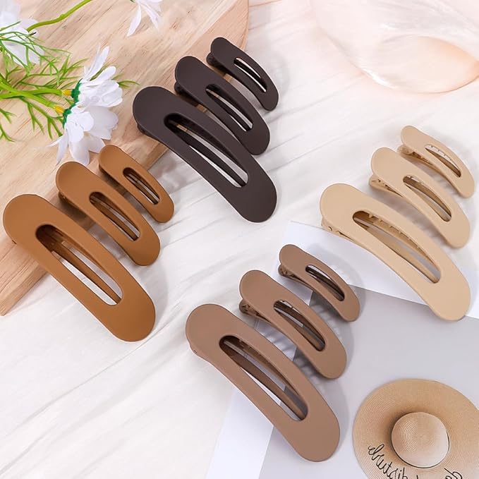 Large Duck Billed Flat Hair Clips, Ahoney 12 Pack Alligator Hair Clips Flat Claw Clip for Thin Thick Hair 3 Sizes Lay Down Banana Clip Hair Styling Accessories for Women Girls (Neutral)