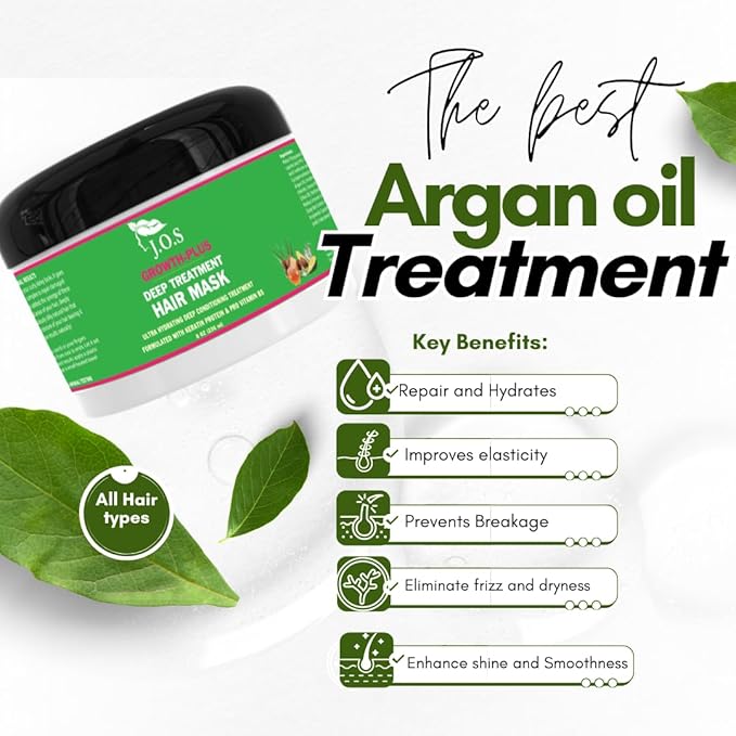 J'Organic Solutions Deep Treatment Hair Mask for Growth & Thickness - Nourishing Frizzy Curly Hair Mask with Amino Acids & Protein Complex for Silky Hair