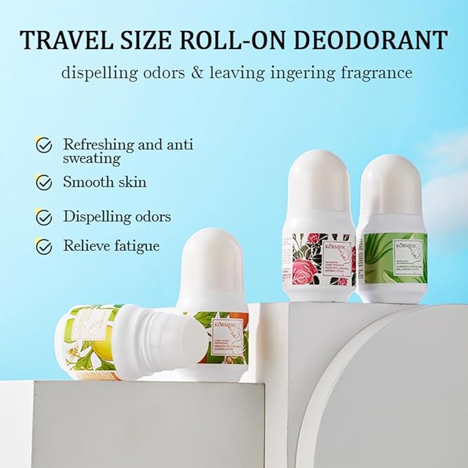 Aluminum Free Deodorant for Women, Mini Travel Size Body Antiperspirant for Women, Rose Fresh Anti Sweat Roll-On Deodorant - 1.76 Oz