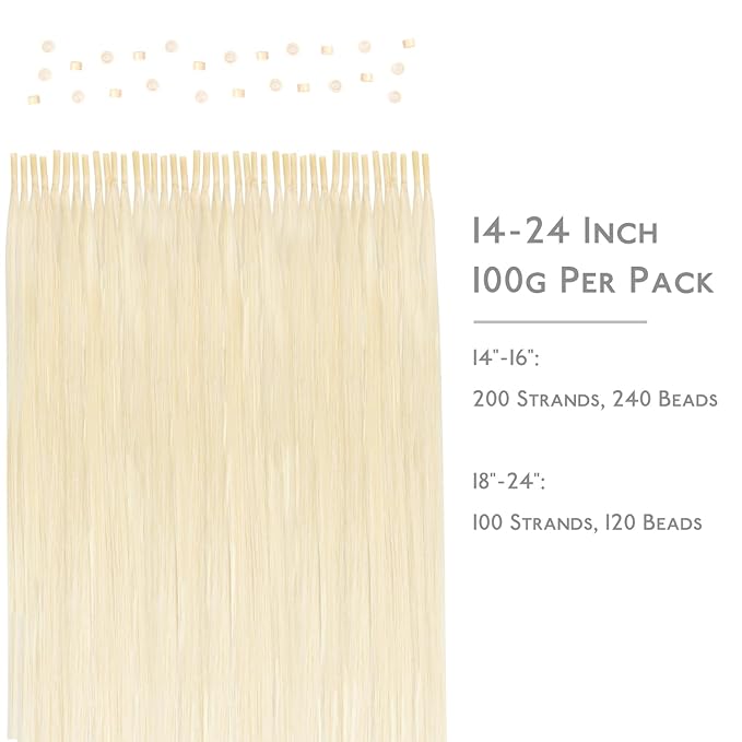 WENNALIFE I Tip Hair Extensions Real Human Hair, 100g 200s 16 Inch Platinum Blonde Remy Itip Human Hair Extensions Invisible Itips Straight I Tips Cold Fusion Extensions