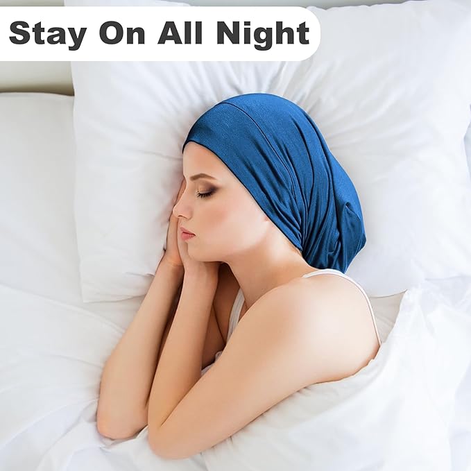 Sleep Cap Bonnet for Sleeping Black Women Men, Adjustable Cooling Lining Bonnets for Curly Hair Wrap Braids Beanie Night Hat