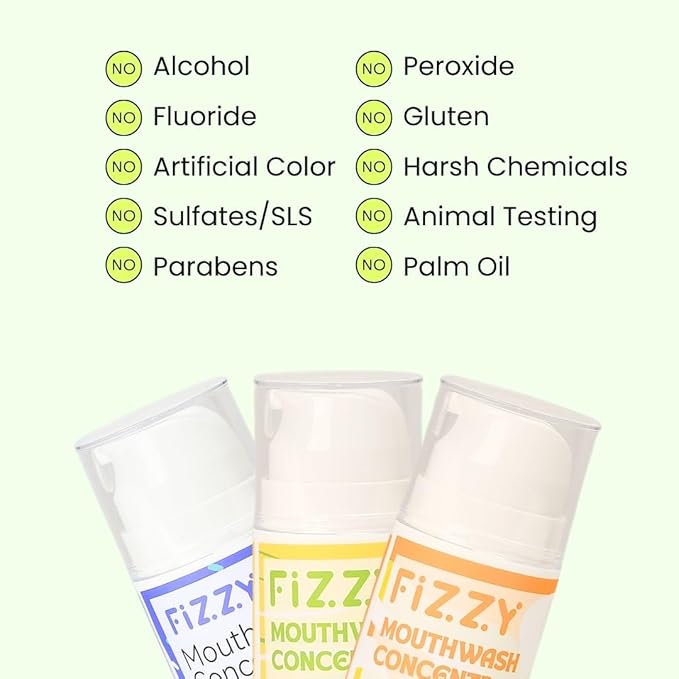 Fizzy Mouthwash Concentrate | Remineralizing Enamel Repair, Nano Hydroxyapatite | 20X Concentrated Travel Size | No Fluoride, Alcohol, Dye | Xylitol, Dry Mouth | Kids & Adults | Pina Colada