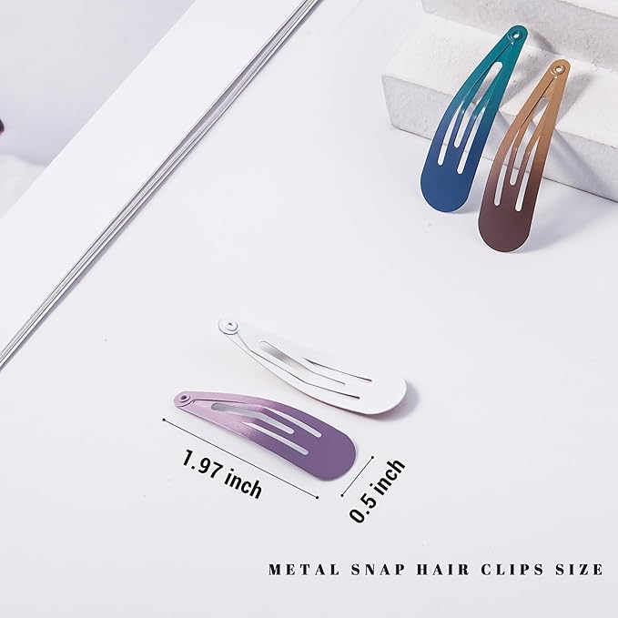 48 PCS Small Metal Barrettes For Women Non Slip Water Drop Snap Clips For Thick Thin Fine Hair Classic Accessories,Pink Purple Brown Blue Green,1.97 x 0.5 In