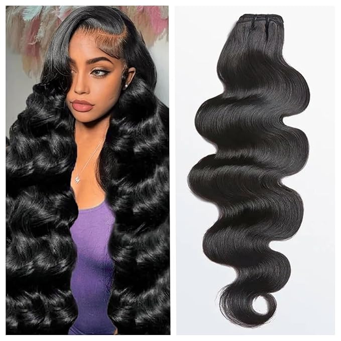 30 Inch Body Wave Bundles Human Hair 12A Body Wave Bundles Human 100% Unprocessed Brazilian Virgin Human Hair Extensions Quick Weave Natural Black Color