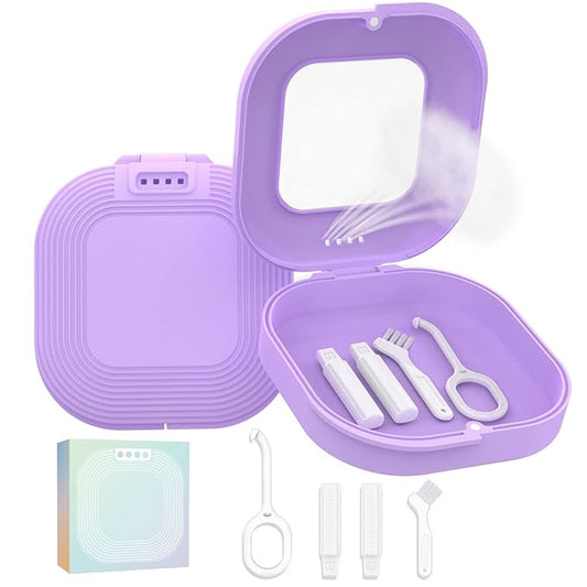 HEMILAB® Retainer Case, Slim Aligner Case with Vent Holes, Compatible with Invisalign, Mouth Guard Box with Retainer Removal Tool, Purple