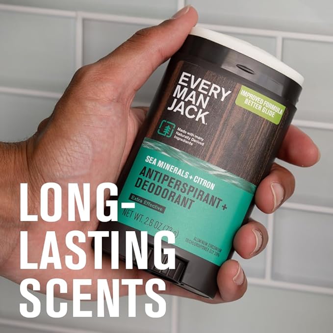 Every Man Jack Men’s Antiperspirant Deodorant Variety Pack – New & Improved Formula – Outdoor Inspired Scents - 48-Hour Odor & Sweat Defense– 2.6 oz (3 Pack)
