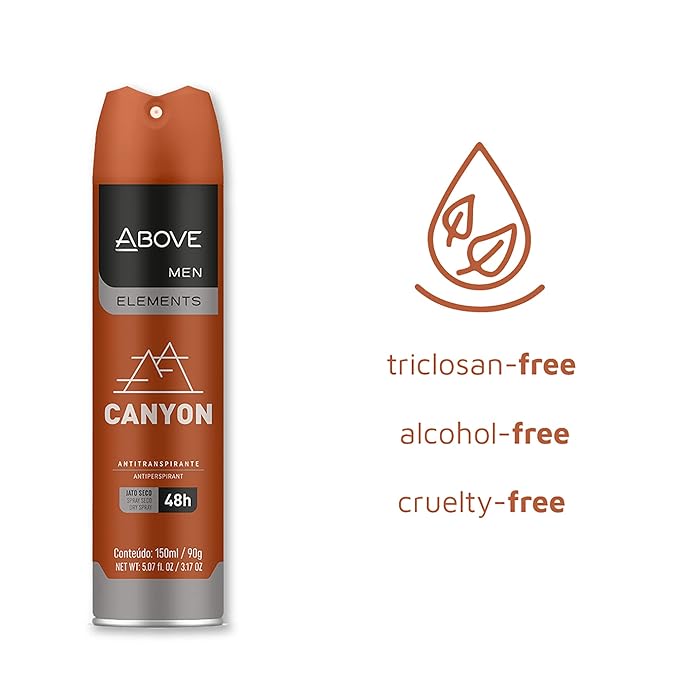 ABOVE Canyon - 48 Hours Antiperspirant Deodorant for Men - Notes of Bergamot, Lemon and Apricot - Dry Spray Protects Against Sweat and Body Odor - Stain and Cruelty Free - 3.17 oz (Pack of 2)