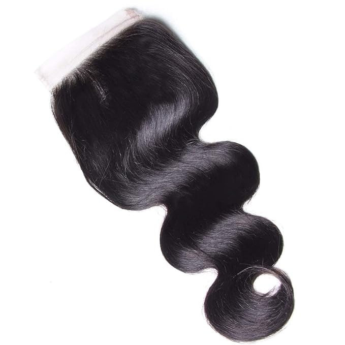 UNice Hair Body Wave 4x4 lace Closure Free Part, Unprocessed Brazilian Human Virgin Hair Swiss Lace Closure Natural Black Color 14 inch