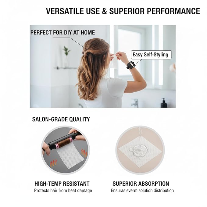 180Pcs Salon Perm Paper Wrist Dispenser Box - Ultra Thin Hair Dye & Perm End Papers, Heat Resistant Wristband for Barber Shop & Home Use