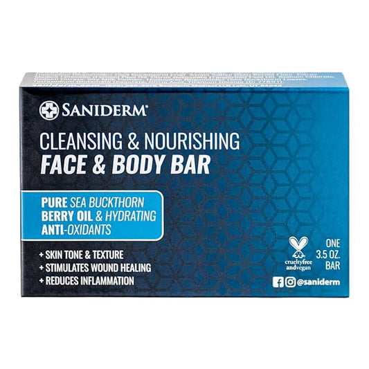 Saniderm Face & Body Bar, Cleansing Soap with Citrus Scent (1 Bar) – Hydrates and Heals Tattoos With Nourishing Sea Buckthorn Oil + Omega 7