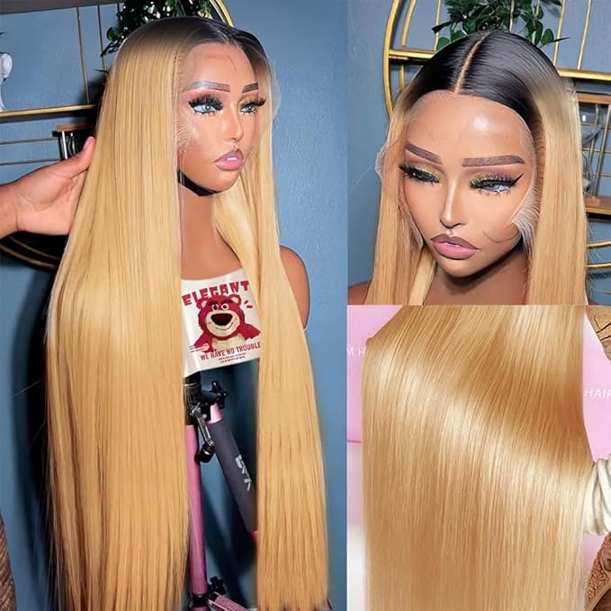 AMIRTY Honey Blonde Lace Front Wigs Human Hair 13x6 HD Lace Frontal Wigs Pre Plucked Straight Lace Front Human Hair Wigs for Women With BabyHair 26Inch