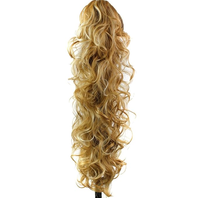 S-ssoy 31"(78cm) Women's Curly Pony Tail Hair Piece Synthetic Claw Clip Ponytail Wavy Long Curled in Hair Extension Extensions Long/Voluminous Wig Hairpieces for Women Girls Lady, P27-613#