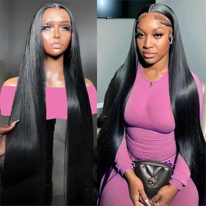 Straight Wigs Human Hair 30 inch 13x6 Lace Front Wigs Human Hair 12A 200 Density Hd Transparent Straight Lace Front Wigs Human Hair Pre Plucked Bleached Tiny Knots Real Lace Frontal Wigs for Women