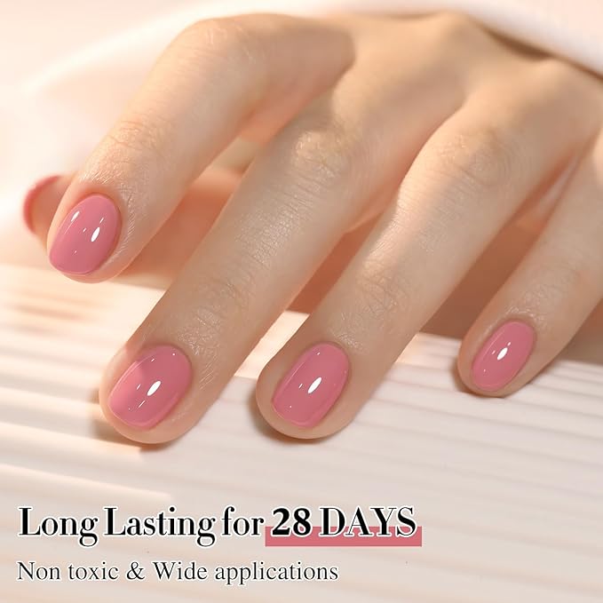 Double Rhythm 0.50 OZ Gel Polish Hema Free Same Color Same Bottle Golden Round Translucent Neutral Natural Milky 15 ML Jelly UV Polish Art DIY at Home (Coral Pink-C1517)