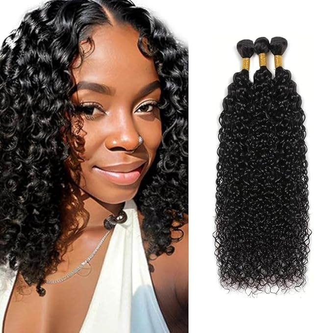 Kinky Curly Bundles Wet and Wavy Bundles Human Hair Curly Bundle 14 16 18 inch Brazilian Remy Natural Black Color 150g