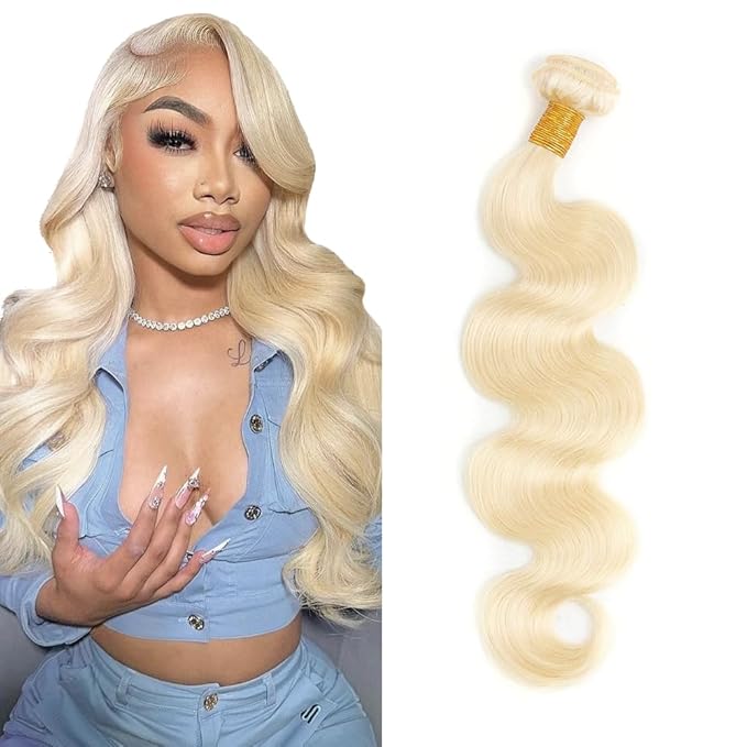 Freiuoke 613 Bundles Blonde Body Wave Bundles Human Hair Brazilian Unprocessed Virgin Hair 32 Inch One Blonde Bundle Human Hair Extensions 50g