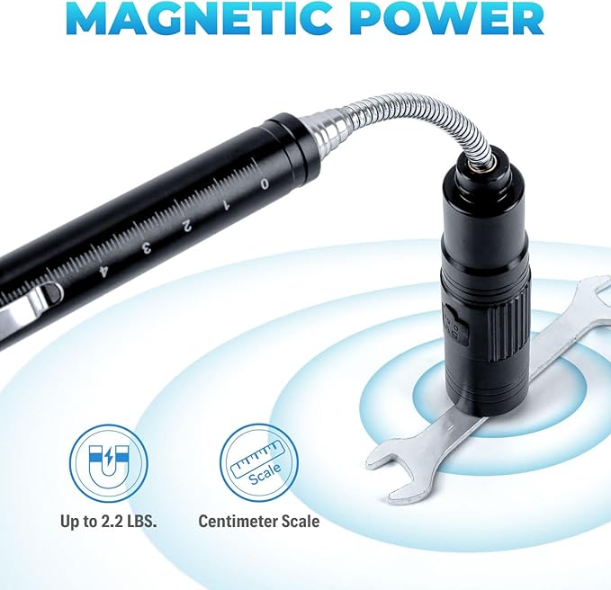 Rechargeable Magnetic Pickup Tool, Telescoping Magnetic Flashlights with Extendable Magnet Stick, Christmas Stocking Stuffers for Men Adults, Cool Gadgets Gifts for Him, Men, Dad, Husband, Boyfriend