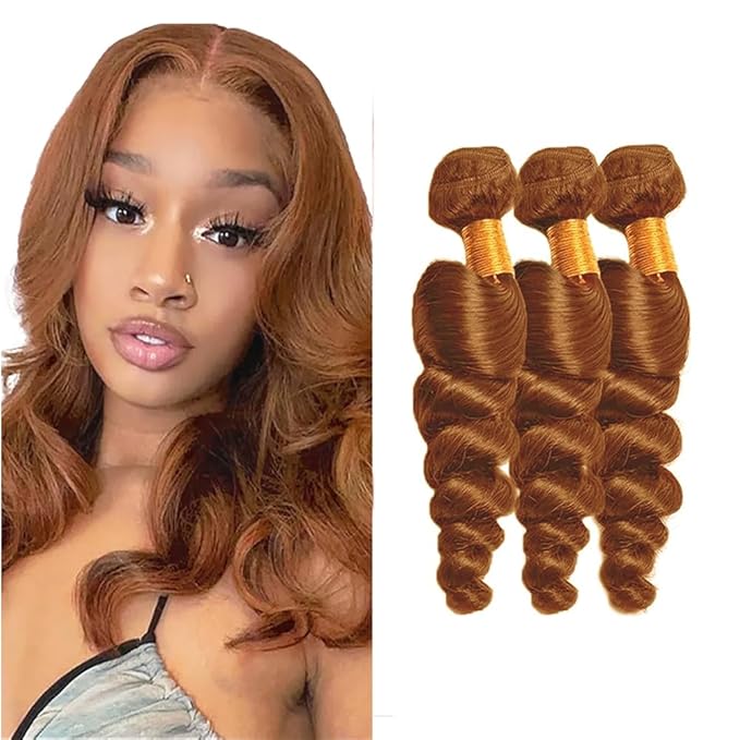 Light Brown Loose Wave Bundles Human Hair Color #30 Human Hair Bundles 18 20 22 Inch Brazilian Virgin Hai Extensions Brown Loose Wave Bundles