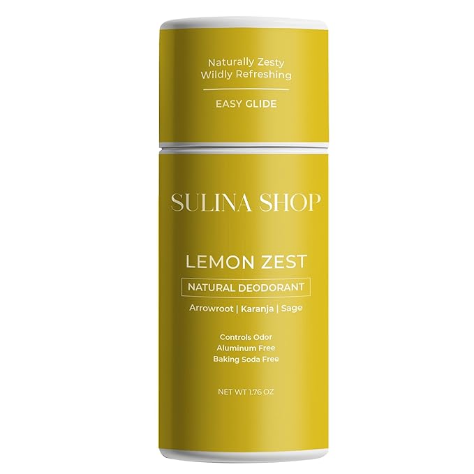 Lemon Zest - All Natural Deodorant for Woman, Aluminum-Free, Baking Soda-Free, 12-Hour Odor Protection, Clean Citrus Scent - For Women & Men, Gentle on Sensitive Skin