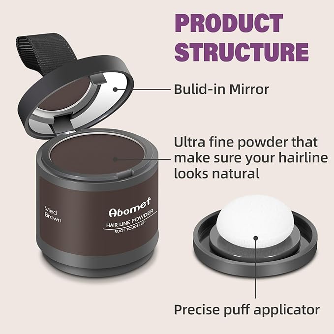 Hairline Powder Instantly Conceals Hair Loss, Root Touch Up Hair Color Powder, Hair Toppers for Women Men, Hair Fibers for Thinning Hair, Root Cover Up lasting 24 hours (Medium Brown, 0.35)