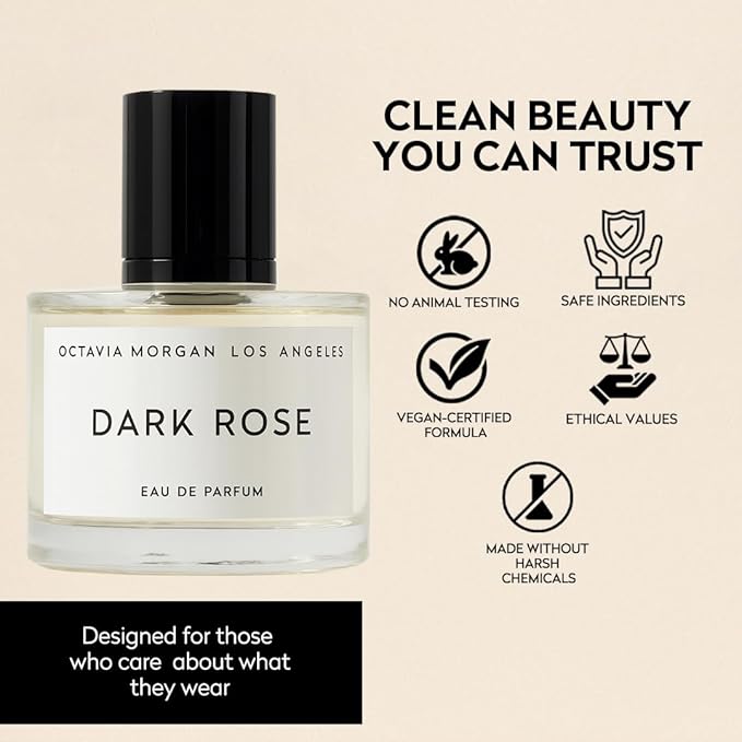 OCTAVIA MORGAN DARK ROSE Eau de Parfum – Bold Floral Fruity Woody Fragrance for All | Long-Lasting Gender-Inclusive Scent with Pink Peppercorn, Black Rose & Plum | 50ML