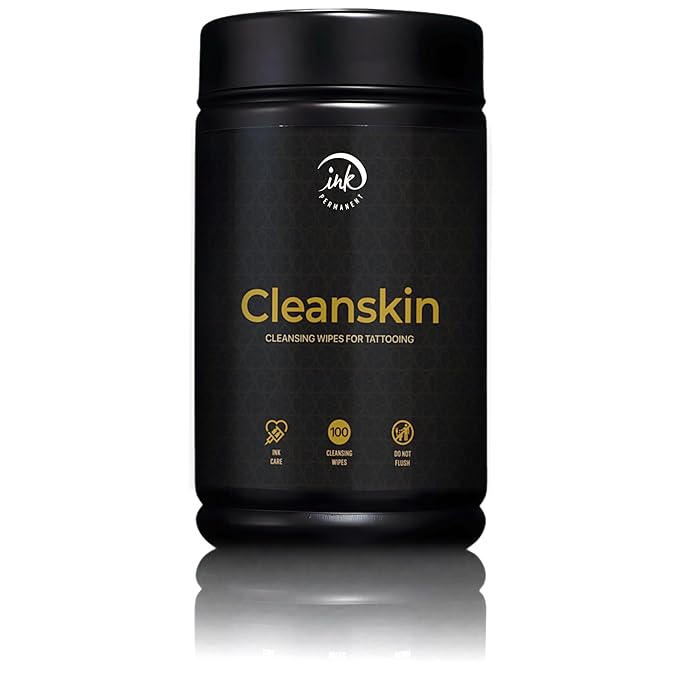 CleanSkin Green Soap Tattoo Wipes – 100 Pre-Soaked Wipes in Canister | Lint-Free, Fragrance-Free, Alcohol-Free | Tattoo Soap Alternative for Clean Skin, PMU & Piercing