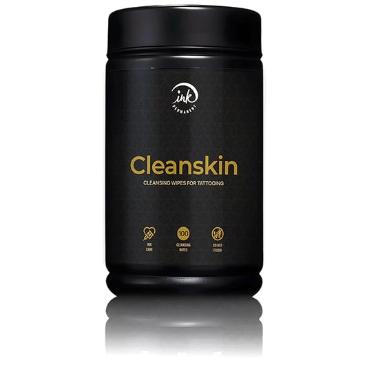 CleanSkin Green Soap Tattoo Wipes – 100 Pre-Soaked Wipes in Canister | Lint-Free, Fragrance-Free, Alcohol-Free | Tattoo Soap Alternative for Clean Skin, PMU & Piercing