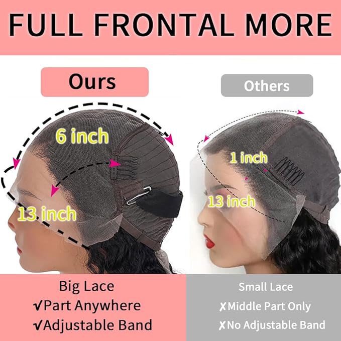 30 Inch Deep Wave Lace Front Wigs Human Hair 13x6 HD Lace 200 Density Frontal Glueless Wigs Human Hair Pre Plucked Deep Curly Wig with Baby Hair Natural Black