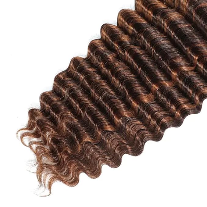 24 26 28 inch Highlight Bundles Human Hair Brown Deep Wave Bundles P430 Human Hair Bundle 2 Tone #4 and #30 Color 150g