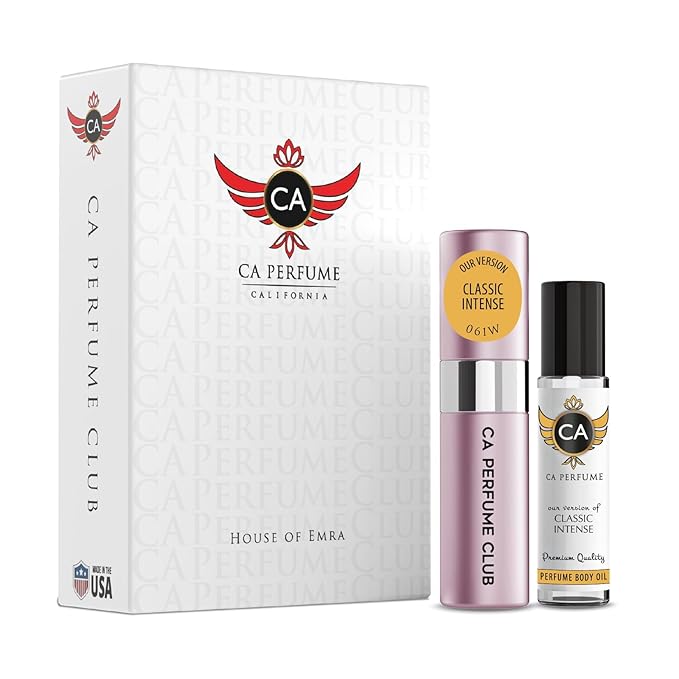 CA Perfume Duo Impression of Classic Intense For Women Perfume Layering Set Long Lasting Travel Size EDP + Body Oil Roll-On Bottle 0.27 Fl Oz+0.33 Fl Oz