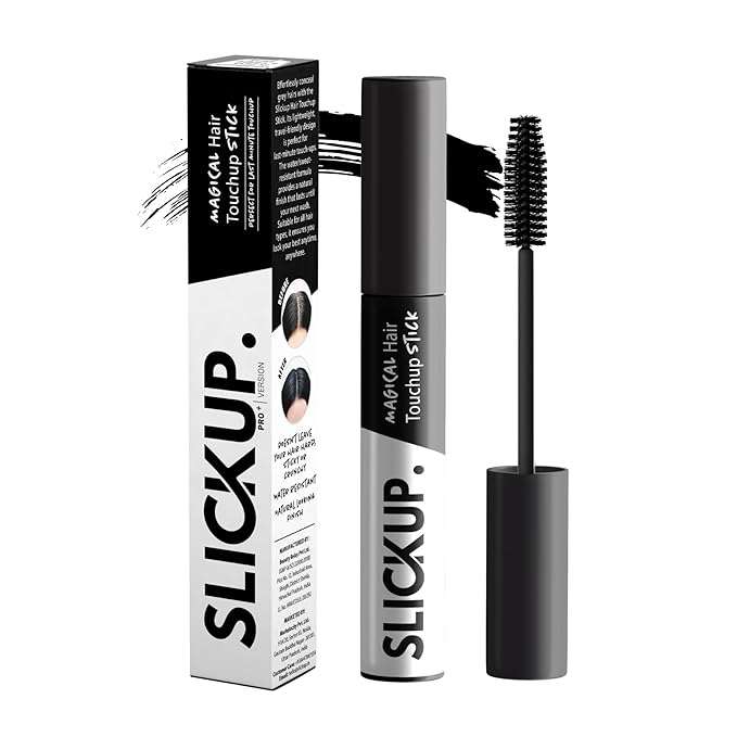 SLICKUP Hair Touch Up Stick Temporary Color, Gray Hair Coverage, Hair Colour Stick, White Hair Coverage, Hair Mascara, Beard & Root Touch Up (Black)
