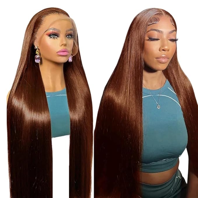 13x6 Chocolate Brown Human Hair Wig 32 Inch Straight HD Lace Front Human Hair Wigs 4# Colored Brown Wig Human Hair Pre Plucked Hairline