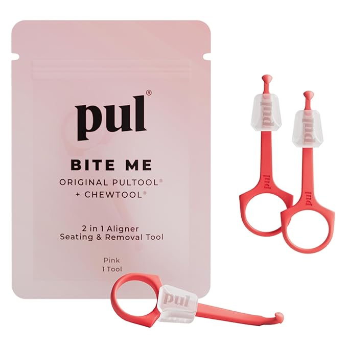 PUL Pack of 3 Reusable 2-in-1 Aligner Seating Chewie & Removal Tool — Compatible with Invisalign, Removable Braces, Retainers, Trays – Easy-to-Use Remover & Chew, Dental & Oral Hygiene Care – Pink