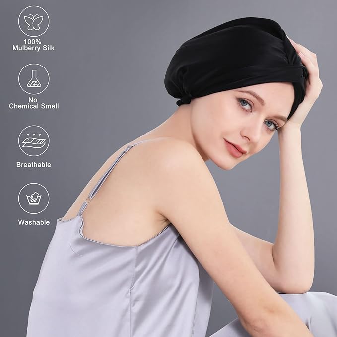 DAISYSILK 100 Pure Mulberry Silk Hair Bonnet for Sleeping Silk Hair Wrap for Women