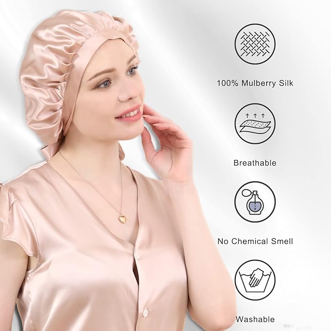 DAISYSILK 100 Pure Mulberry Silk Hair Bonnet for Sleeping Silk Hair Wrap for Women