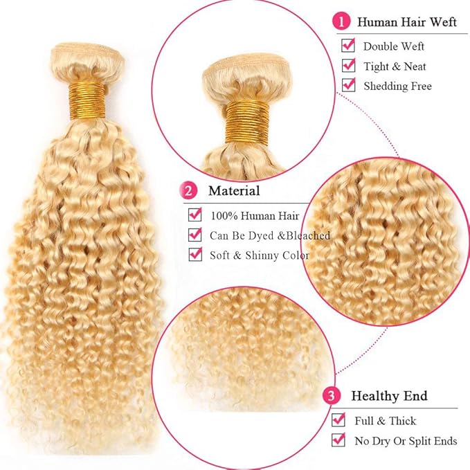 30 30 30 Inch Blonde Loose Wave Bundles 613 Curly Wave Bundle 613 Blonde Kinky Curly Human Hair 3 Bundles Brazilian Virgin Hair Extensions