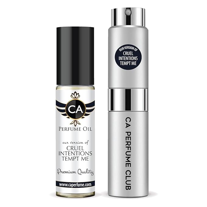 CA Perfume Duo Impression of Cruel Intentions Tempt Me For Women And Men Perfume Layering Set Long Lasting Travel Size EDP + Body Oil Roll-On Bottle 0.27 Fl Oz+0.33 Fl Oz