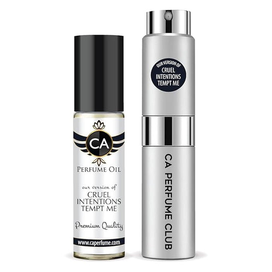 CA Perfume Duo Impression of Cruel Intentions Tempt Me For Women And Men Perfume Layering Set Long Lasting Travel Size EDP + Body Oil Roll-On Bottle 0.27 Fl Oz+0.33 Fl Oz