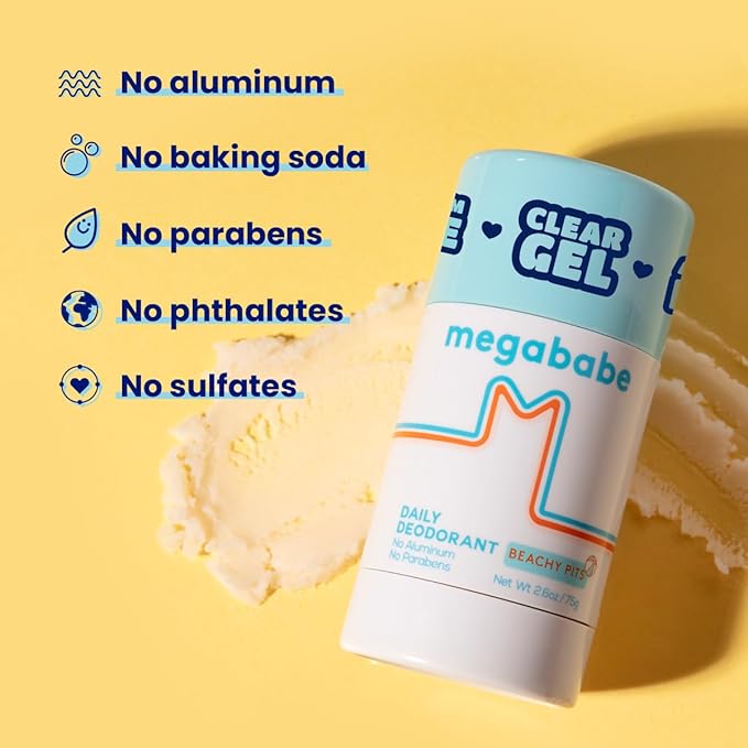 Megababe Beachy Pits Daily Deodorant, Fresh Scent, 2.6 Ounce, Stick