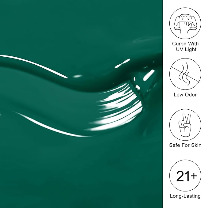Imtiti Gel Nail Polish, Emerald Green Gel Polish Soak Off LED U V Nail Christmas Green Gel Polish DIY Nail Art Starter Manicure Salon Gel Nail Kit for Women Girls 10ML