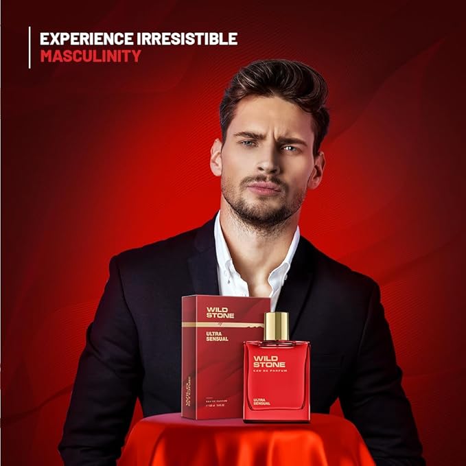 Wild Stone Ultra Sensual EDP Perfume for Men, 3.38oz | Long Lasting |Notes of Dry amber, Lemon basil & lavender | Fragrance for Modern Lifestyle | Vegan | Clean Ingredients | Active Lifestyle