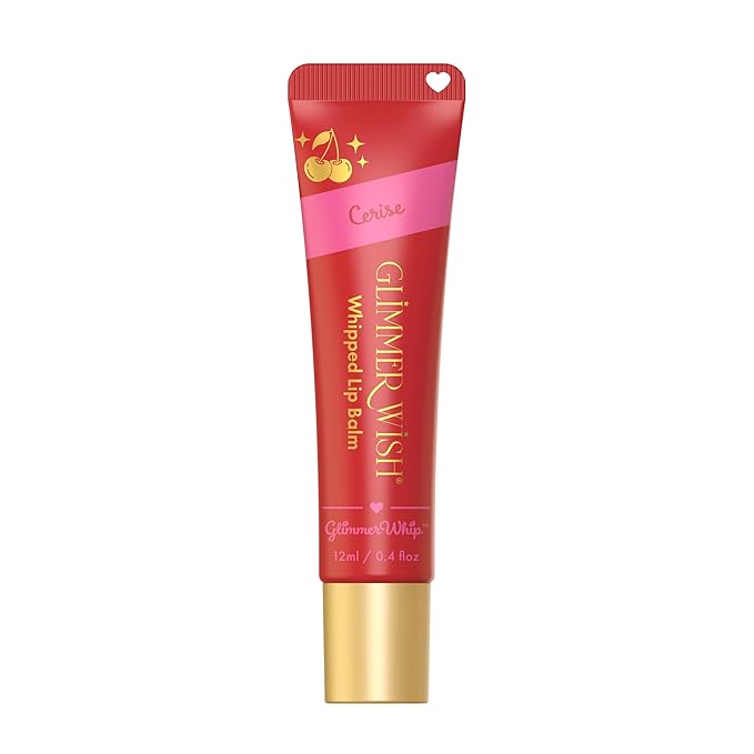 Glimmer Wish Glimmer Whip Hydrating Lip Balm – Moisturizing Lip Care with Organic Oils & Butters – Vegan Lip Moisturizer (Cerise)