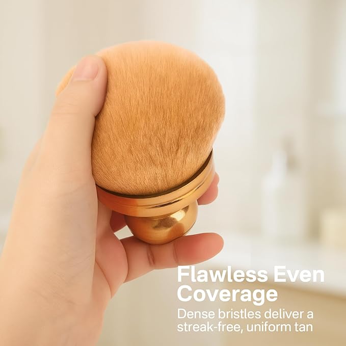 Tanning Brush for Self Tanner, Soft Dense Bristles for Smooth & Streak-Free Application, Gold Self Tanning Brush for Body, Blend Mousse, Lotion & Bronzing Foam for Even Full-Body Coverage