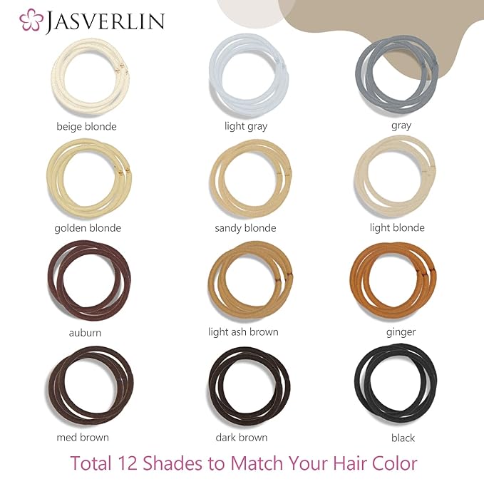 Gray Hair Ties Elastics Ponytail Holder Scrunchies For Women Girls Thick Thin Fine Texture No Crease Damage-free Super Stretch Hairbands 4mm 50 pcs (Light Gray)