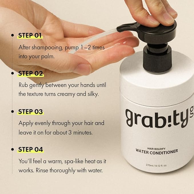grabity g0.0 Hair Lifting Water Conditioner - Volumizing Conditioner for Thinning Hair with Hyaluronic Acid and Silk Keratin, Vegan, Free from Sulfates and Parabens, 9.12 fl.oz.