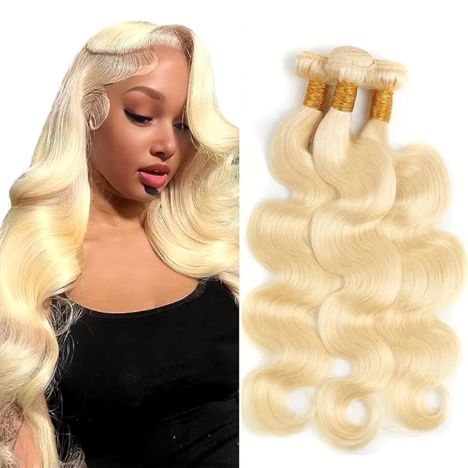 Blonde Bundles Human Hair 613 Body Wave Bundle Brazilian Virgin Remy Hair Extensions 32 32 32 Inch Blonde Body Wave Human Hair Weave