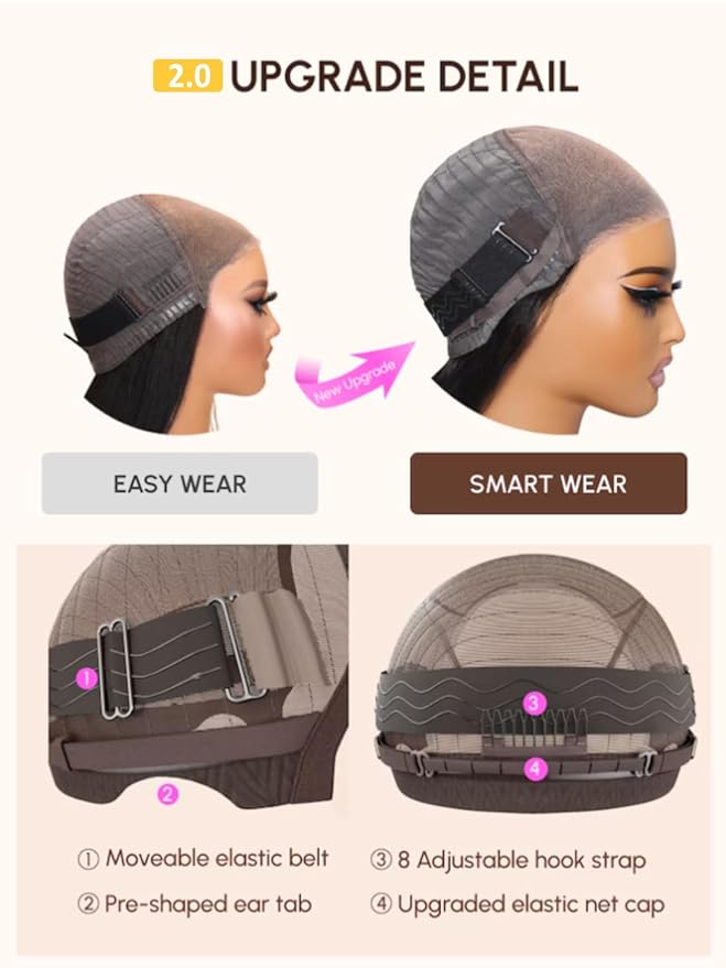 Sunber Yaki Straight Human Hair Wig Pre Cut 7x5 HD Lace Front Wig Bye Bye Knots Pre Plucked Bleached Knots Put On and Go Glueless Yaki Straight Human Hair 180% Density 18Inch Yaki Straight Wigs
