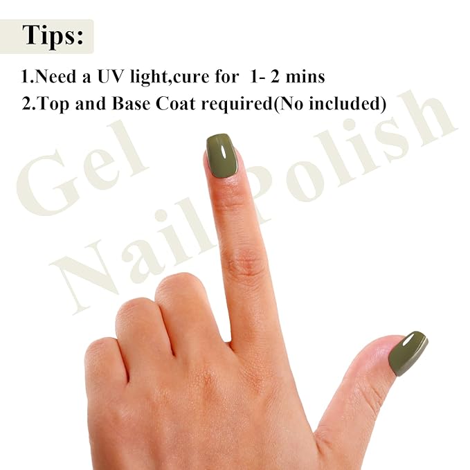 Imtiti 10ML Olive Green Gel Polish Soak Off LED UV Nail Gel DIY at Home Salon Art Gift for Women 1PCS