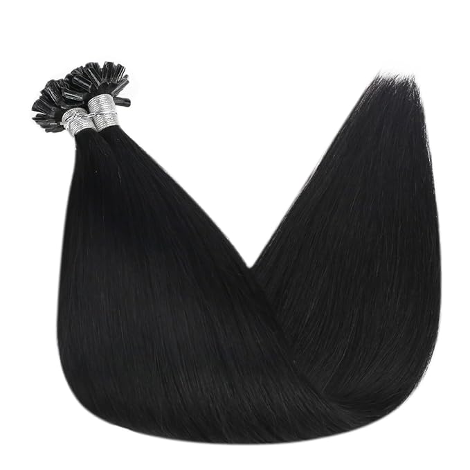 Full Shine U Tip Hair Extensions Human Hair 24 Inch 50 Grams Color 1 Jet Black Long Straight Remy Hair K Tip Hair Extensions Real Human Hair for Women add Length